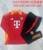 E890# 2024-25 Half zipper Bayern red suit (kids)