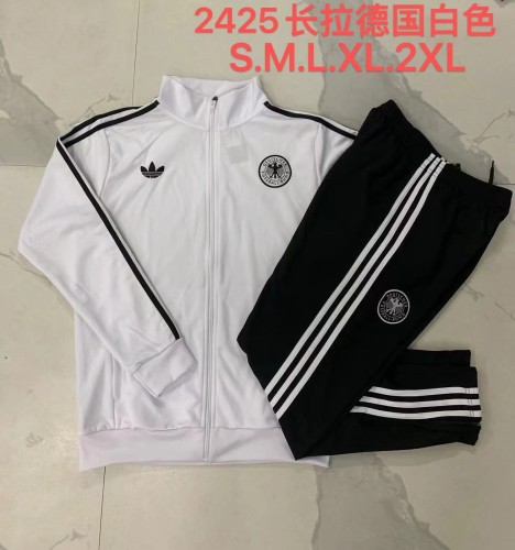 A791# 2024-25 long zipper white German suit (black three sides)