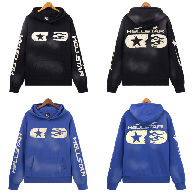 5661*P110 Hellstar Studios washed retro heavyweight terry hooded sweatshirt