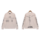 7007*P78 hellstar terry fabric American fashion brand high street spring and autumn retro round neck bottoming shirt