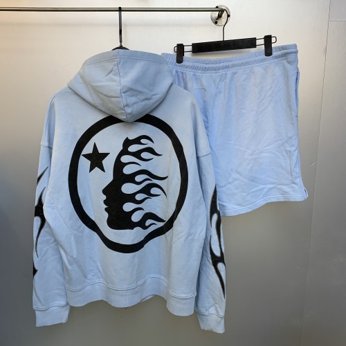 H652* P120P70 Hellstar cardigan jacket, American fashion classic logo print, washed and worn hoodie/shorts