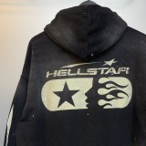 H650* P120 Hellstar Cardigan Jacket Distressed Splashed Ink Splashed Ink Heavy Industry Hoodie Sweatshirt