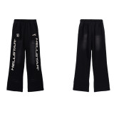 8170*P100hellstar terry fabric American trendy brand terry washed distressed trousers/high street retro trousers
