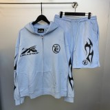 H652* P120P70 Hellstar cardigan jacket, American fashion classic logo print, washed and worn hoodie/shorts