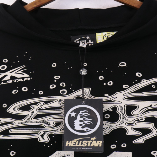 5660*P100 hellstar terry fabric printed American trendy brand letter printed terry high street retro hooded sweatshirt