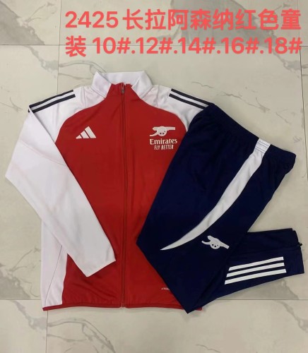 E905# 2024-25 Long Zipper Arsenal Red Suit (kids)
