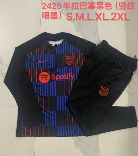 B954# 2024-25 Half zipper Barcelona black (vertical inkjet) suit