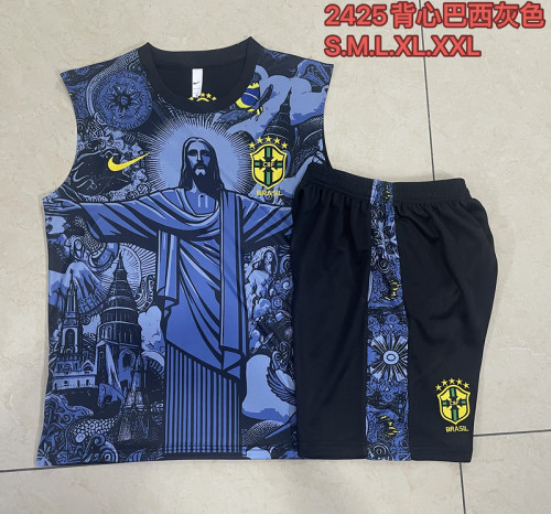 2024-25 Brazil Blue Jesus Vest Suit