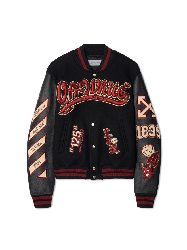 S019* 2024 AC Milan co-branded heavy embroidery + hot drilling and beading, leather embroidery heavy craftsmanship jacket