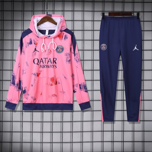 paris saint germain 2024 pink hooded training suit