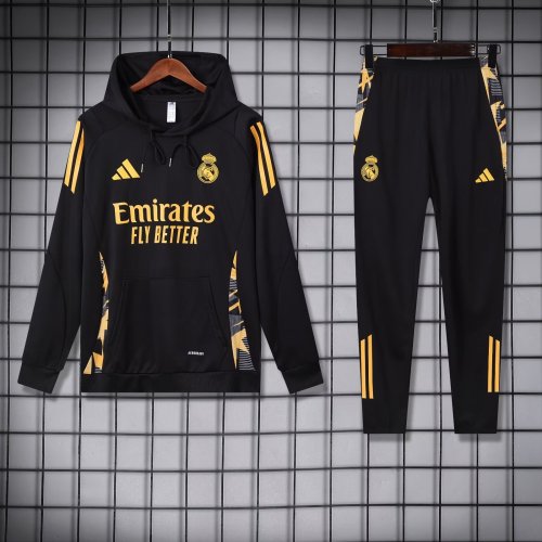 Real Madrid 2024-25 black hooded tracksuits
