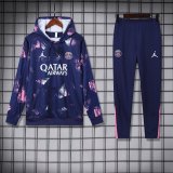 paris saint germain 2024 blue hooded training suit