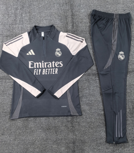 2024-25 Real Madrid Half-Zip Dark Gray Suit (Kids)