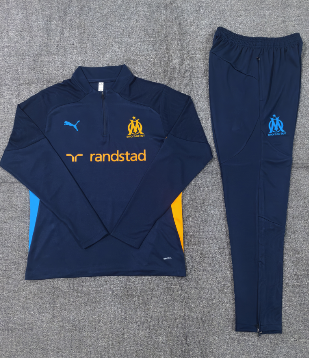 2024-25 Marseille half-zip royal blue suit (kids)
