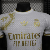 2024-25 Real Madrid white and gold dragon player version(The player version is more slim fit, it is recommended to buy one size larger)