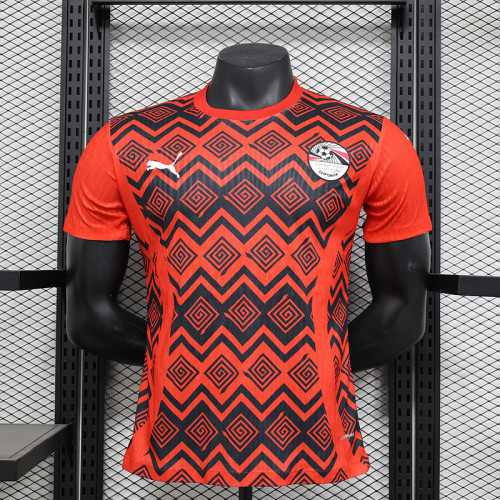 2025 Egypt red pre-match player version(The player version is more slim fit, it is recommended to buy one size larger)