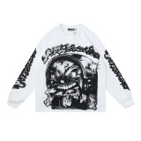 597*Hell Star American Fashion High Street Pure Cotton Loose Bottom Long Sleeve T-shirt