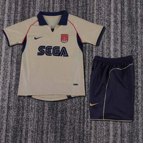 arsenal 2001-02 gold away retro kids kit