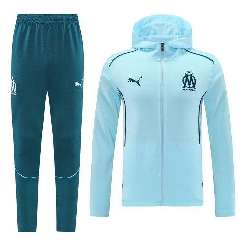 marseille 2024-25 blue hooded tracksuit