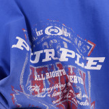 2332*Purple Brand logo printed T-shirt washed and distressed short sleeves