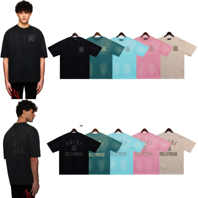 2253 *AMIRI Logo patch applique washed distressed T-shirt