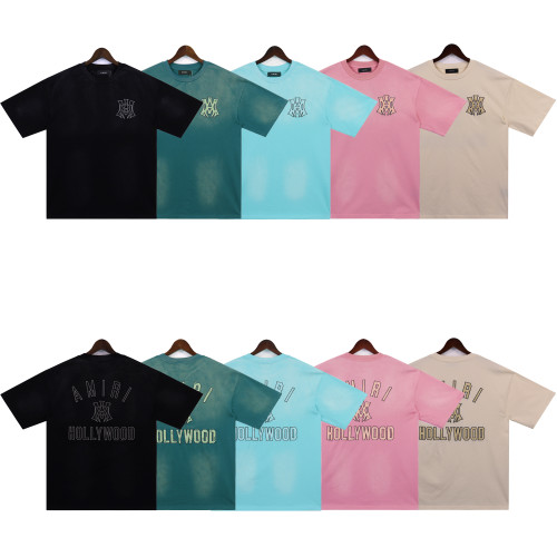 2253 *AMIRI Logo patch applique washed distressed T-shirt