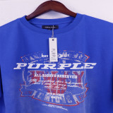 2332*Purple Brand logo printed T-shirt washed and distressed short sleeves