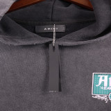 5889*AMIRI distressed washed crystal decorated letter hooded sweatshirt