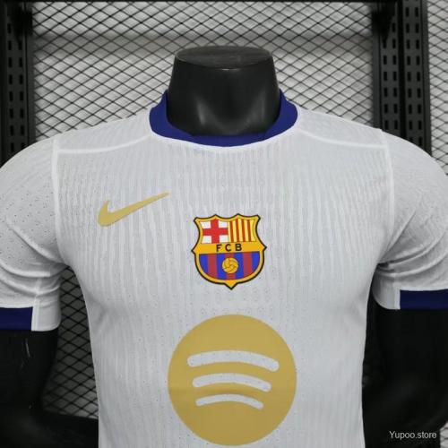Player Version 2024-25 Barcelona 125Th White Special (The player version is more slim fit, it is recommended to buy one size larger)