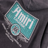 5889*AMIRI distressed washed crystal decorated letter hooded sweatshirt
