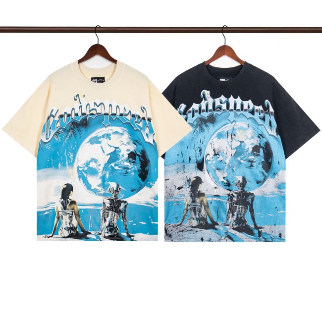 G367* washed black/apricot GOD SPEED T-shirt