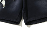 786* Hell Star washed and splashed ink distressed casual shorts