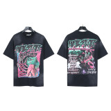6717*Hell Star washed retro beauty trendy printed short-sleeved T-shirt
