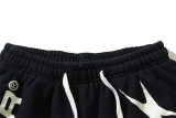 786* Hell Star washed and splashed ink distressed casual shorts
