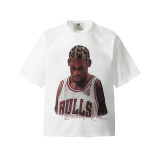 Rodman star BIG FACE portrait digital direct printing retro short-sleeved T-shirt