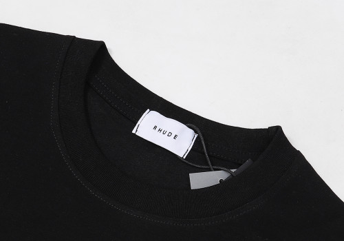 50151*Beautiful trend Rhude Bay Of Angels Yacht flag badge pure cotton casual short-sleeved T-shirt for men and women