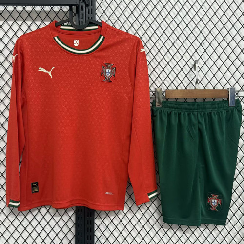 2025-26 Portugal home long sleeve kids kit