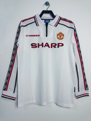 1998-99 Manchester United white retro long sleeve jersey