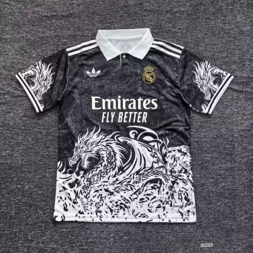 2025-26 Real Madrid black and white dragon jersey