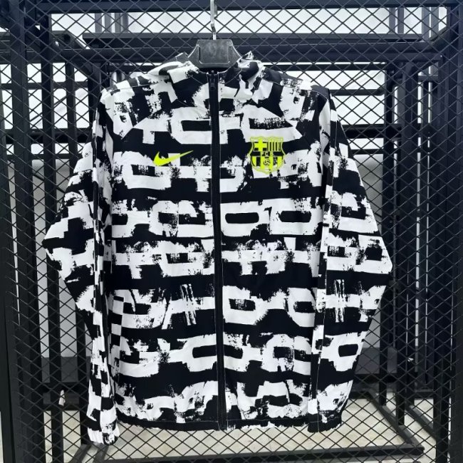 2025-26 Barcelona black and white windbreaker