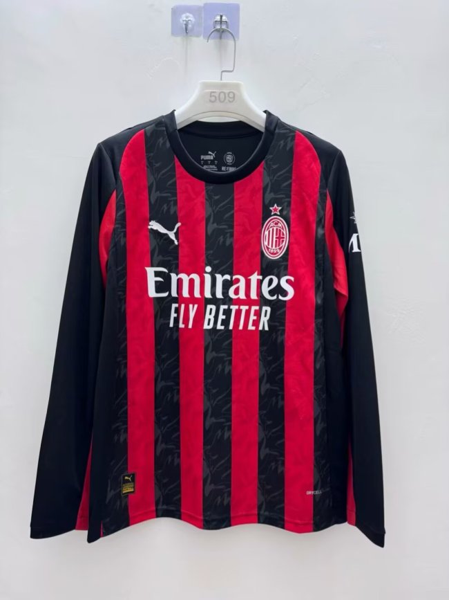 AC Milan 2025-26 Home Long Sleeve S-3XL