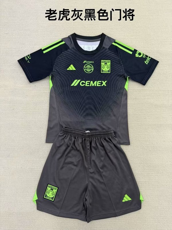 2025-26 Tigres black goalkeeper kids kit