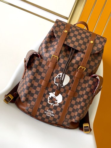 N40769# LV Presbyopic Black Check Multifunctional Christopher Small Backpack