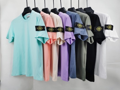 118# Early Spring New Base Shirt Stone Solid Color Short Sleeve Slim Fit