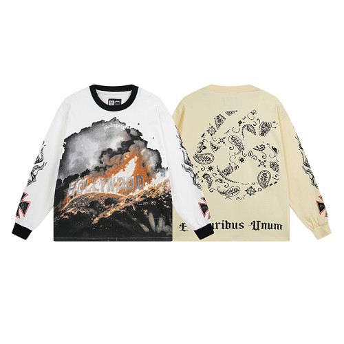 3107*Godspeed American fashion rock street pure cotton loose bottoming long-sleeved T-shirt long T