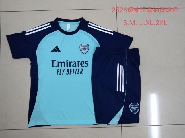 D2553# 2025-26 Arsenal light green short-sleeved suit
