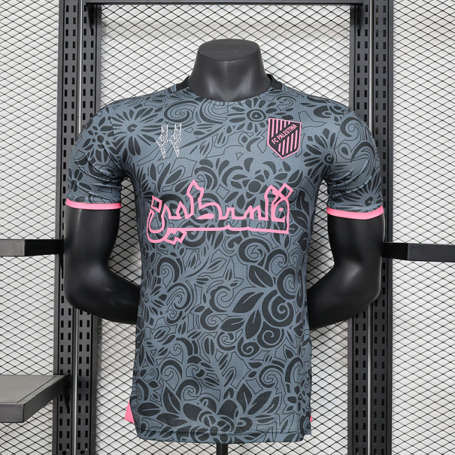 2025-26 Palestino special version grey pink Player version so(The player version is more slim fit, it is recommended to buy one size larger)