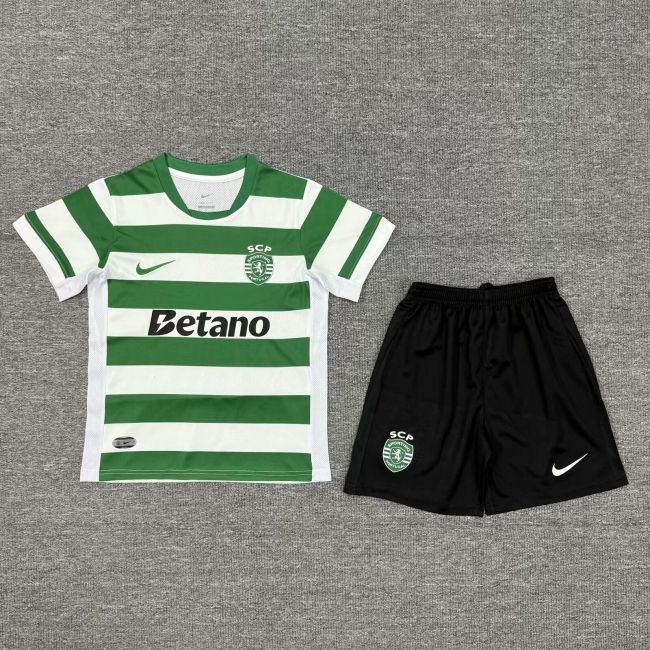 2025-26 Sporting Lisbon home kids kit