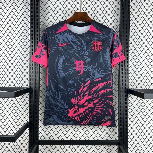 2025-26 Barcelona dark blue and pink Dragon special Jersey