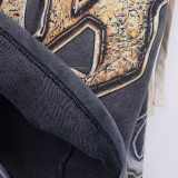 8678*American trendy Godspeed printed washed distressed shorts